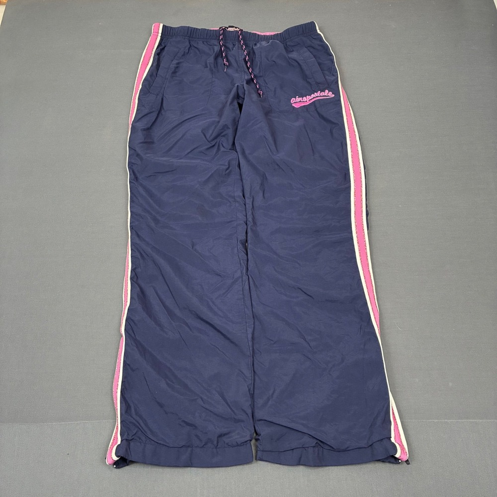Y2K Aeropostale Phys Ed Navy Blue & Pink Track Pants Women's Size Medium 30x29